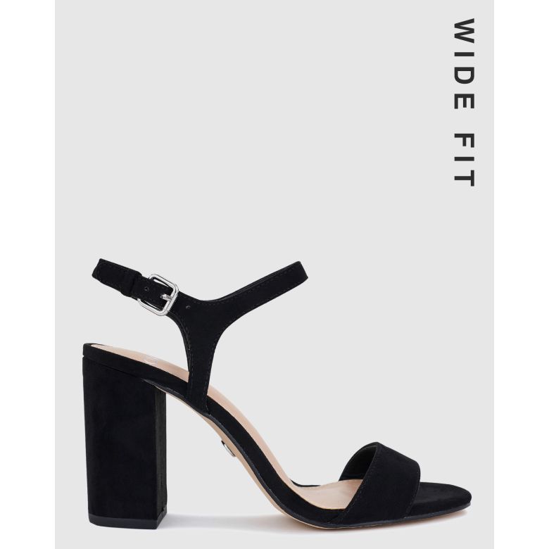 Wide fit black outlet block heel sandals uk