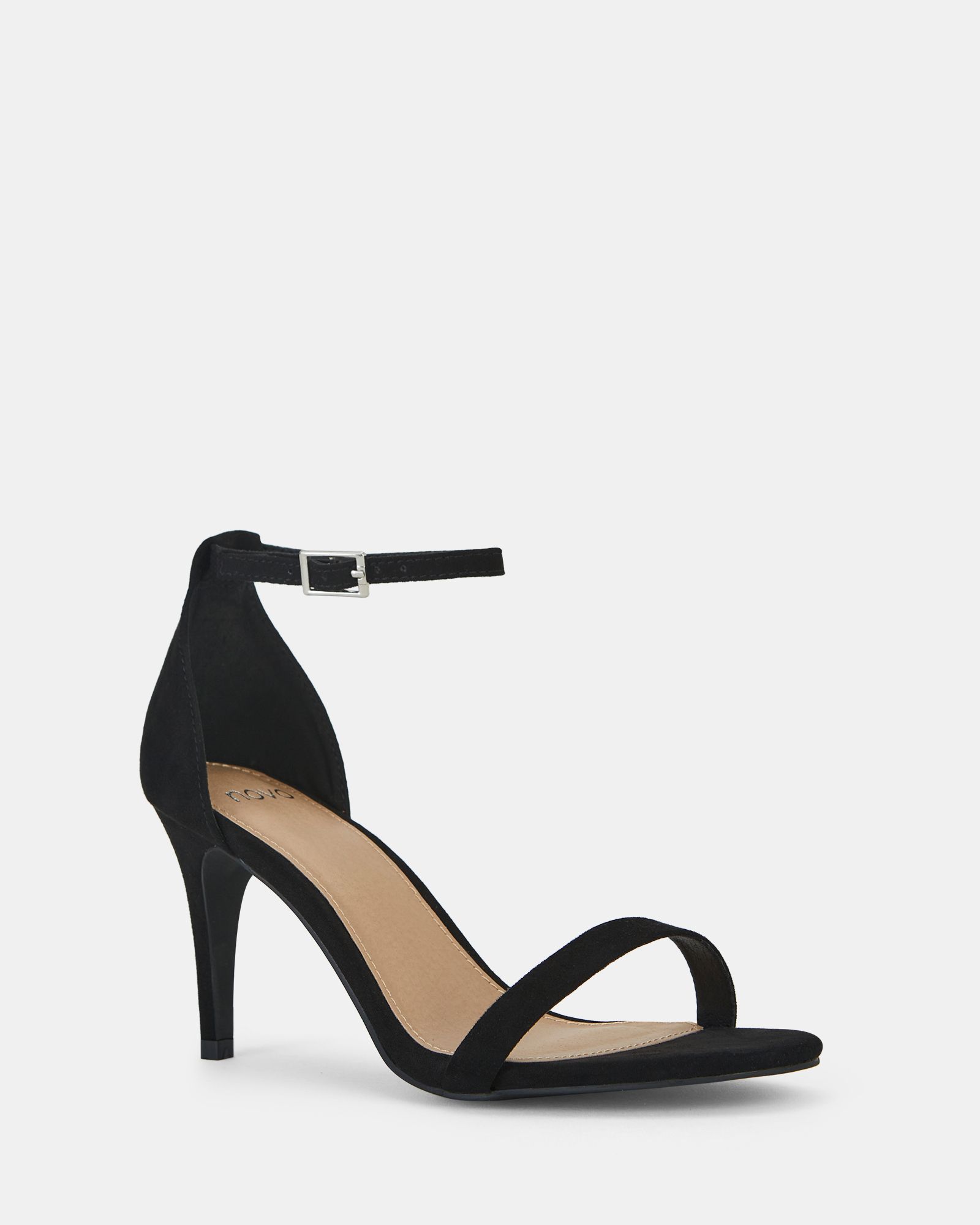 Berril Black Two Part Stiletto Mid Heel Sandals