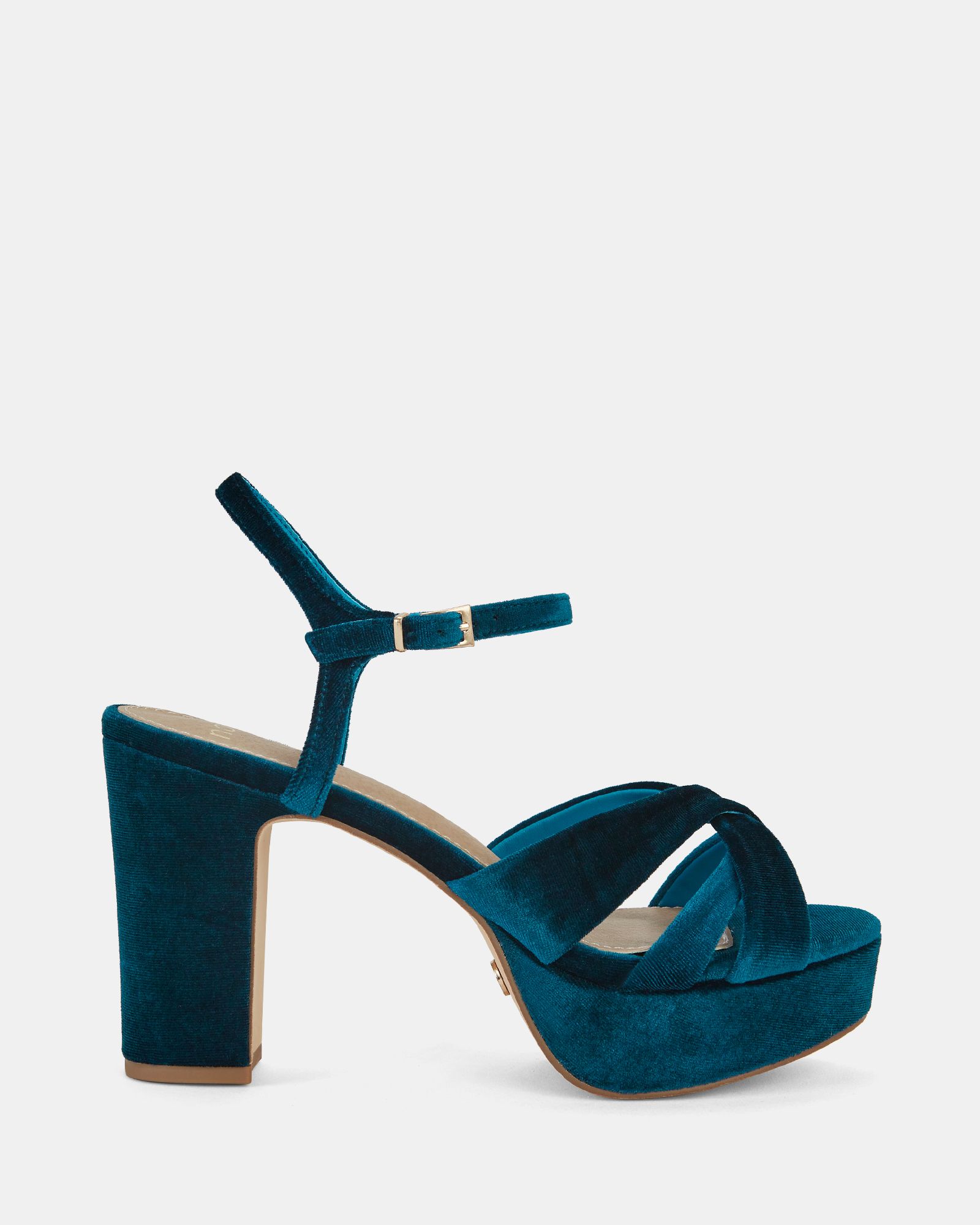 Luella Emerald Block Heel Platform Ankle Strap Sandal Heels