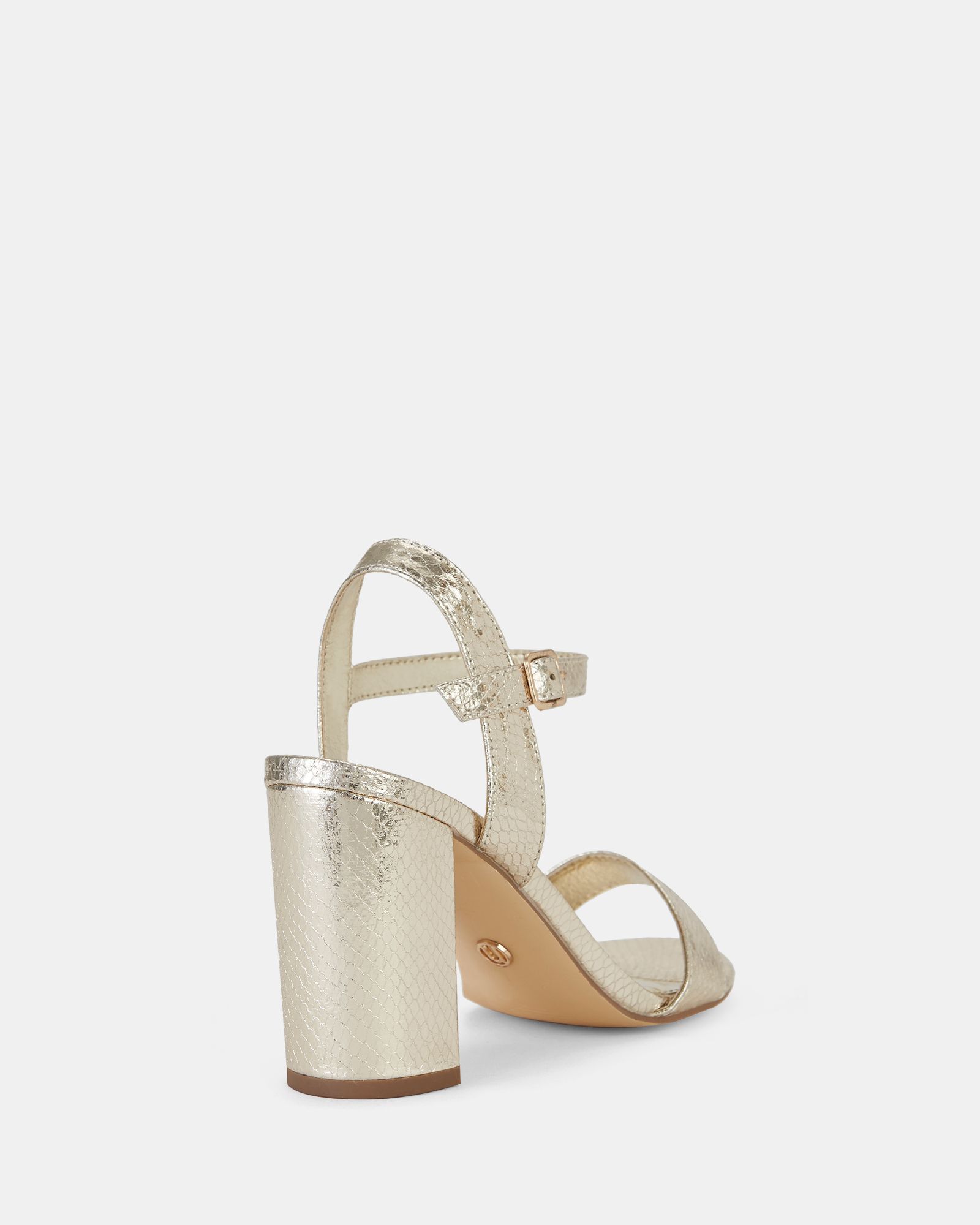 Mills Gold Block Heel Two Part Sandal